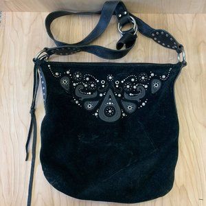 Fossil Suede Bohemian Large Studded Crossbody Bag